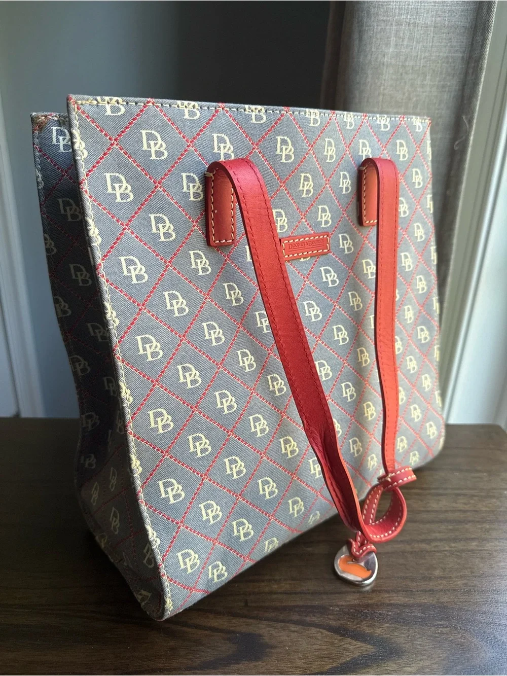 Dooney & Bourke Red Trim Monogram Tote